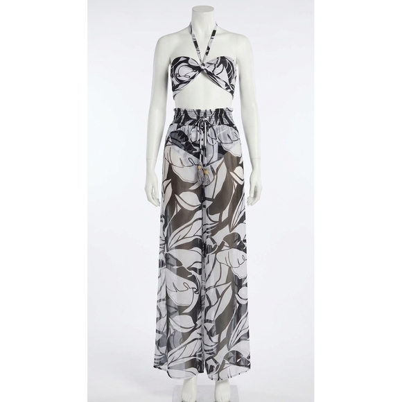 RAMY BROOK Other - NEW RAMY BROOK haley cover-up pant in black/white exotic palm print